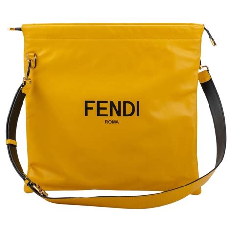 Fendi New Large Yellow Cross Body Bag .